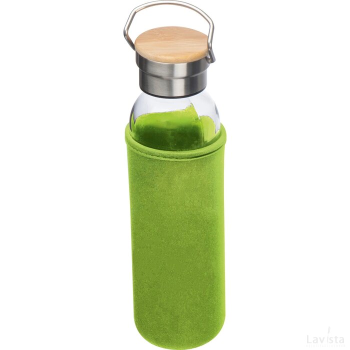 Drinkfles van glas met ommanteling