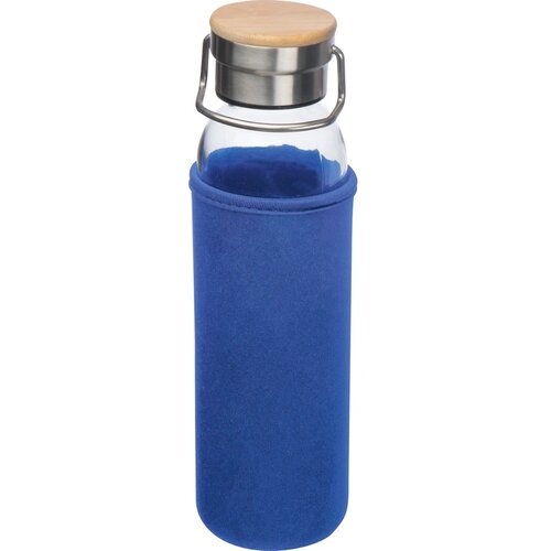 Drinkfles van glas met ommanteling blauw