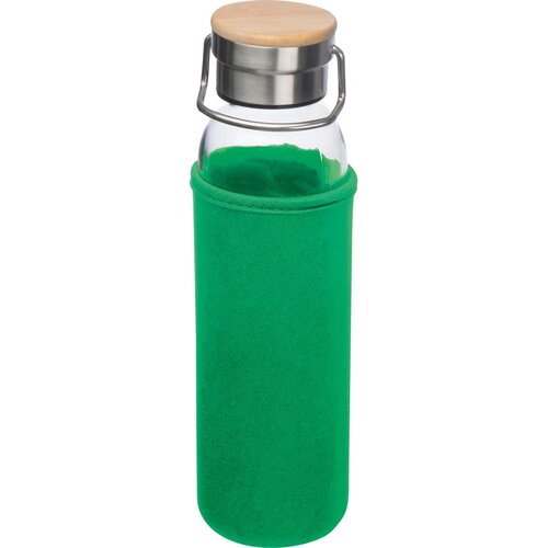 Drinkfles van glas met ommanteling groen