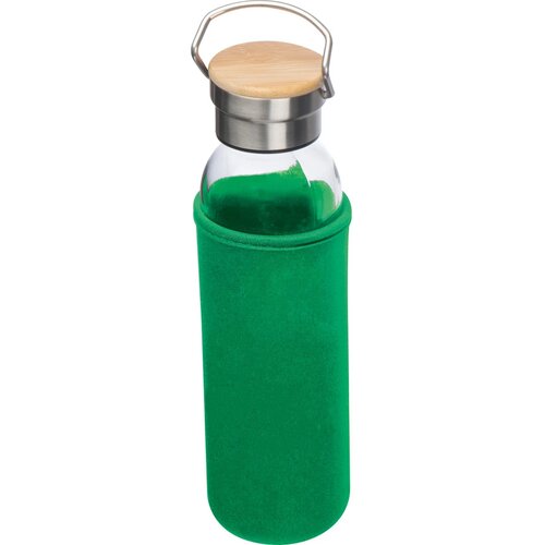 Drinkfles van glas met ommanteling groen