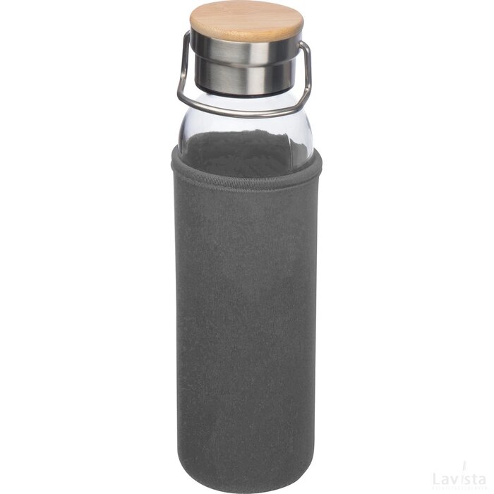 Drinkfles van glas met ommanteling