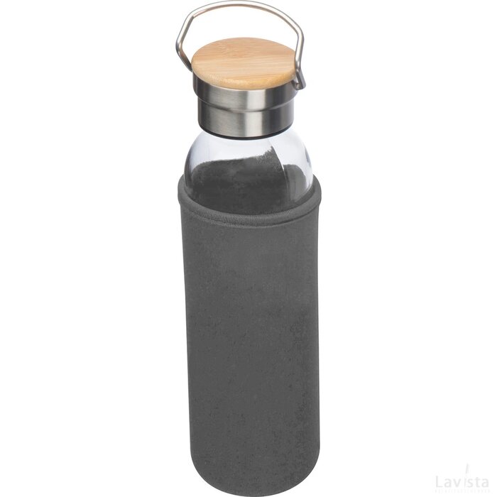 Drinkfles van glas met ommanteling