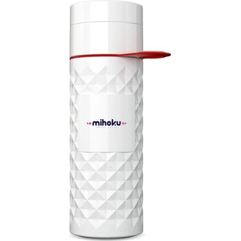 Join The Pipe Nairobi Ring Bottle White 500Ml Waterfles Wit/Rood Join The Pipe Nairobi Ring Bottle White 500Ml Waterfles Wit/Rood