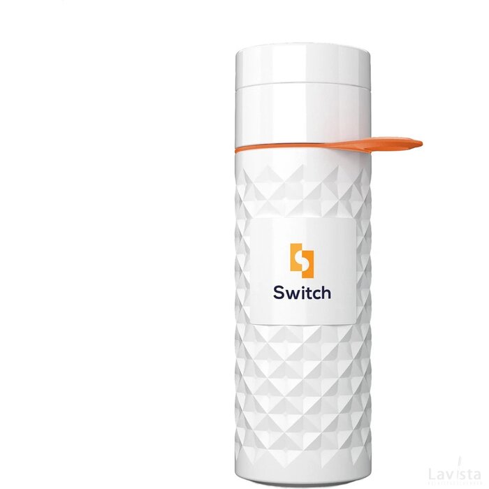 Join The Pipe Nairobi Ring Bottle White 500Ml Waterfles Wit/Oranje