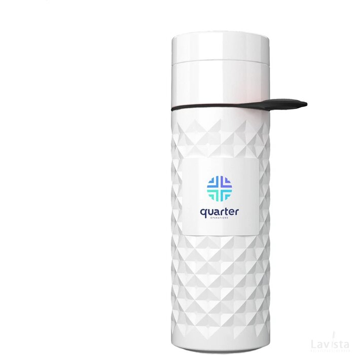 Join The Pipe Nairobi Ring Bottle White 500Ml Waterfles Wit/Zwart