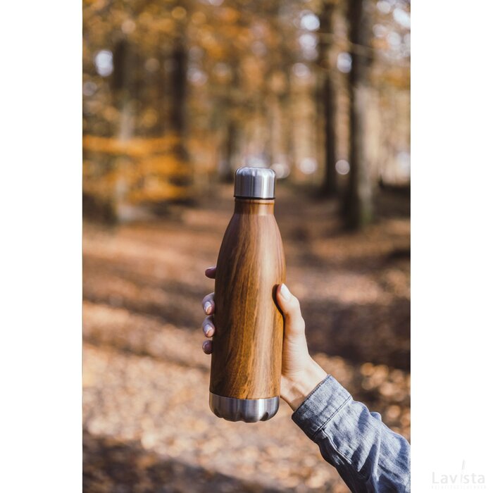 Topflask Wood Drinkfles Bruin