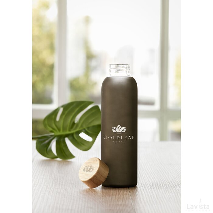 Frosty Glass Bottle 550 Ml Drinkfles Transparant Zwart