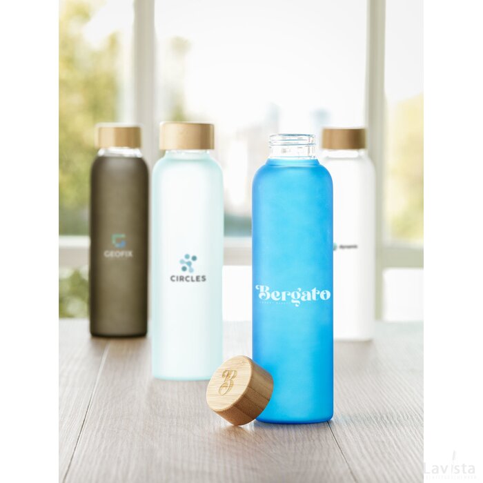 Frosty Glass Bottle 550 Ml Drinkfles Transparant Zwart