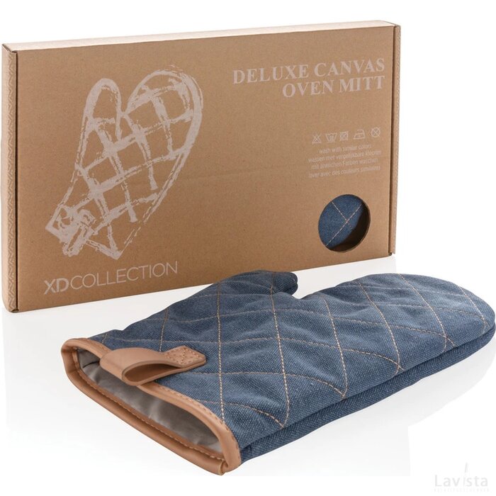 Deluxe canvas ovenhandschoen blauw