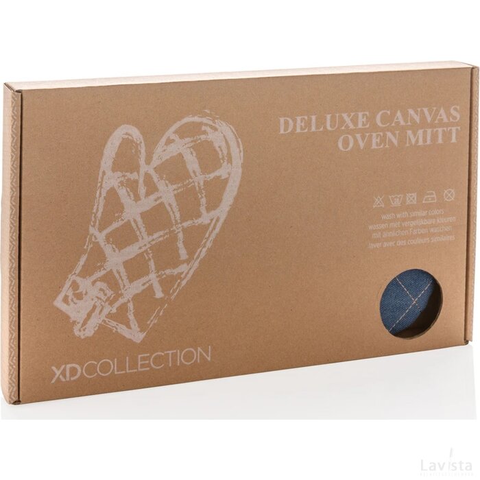 Deluxe canvas ovenhandschoen blauw