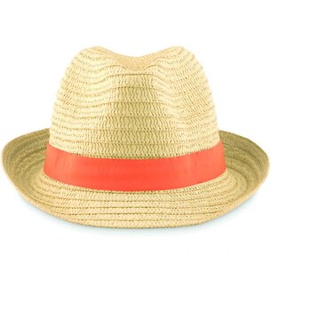 Strohoed naturel Boogie oranje