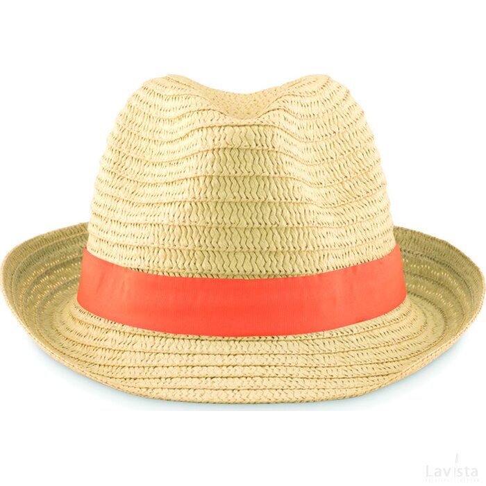 Strohoed naturel Boogie oranje