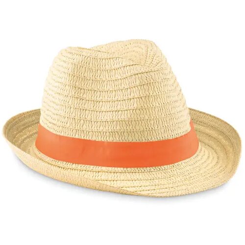 Strohoed naturel Boogie oranje