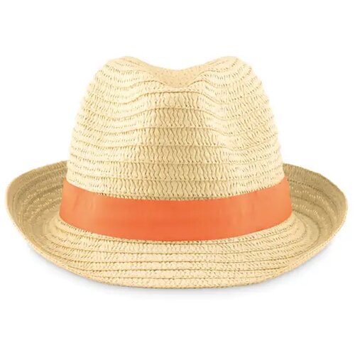 Strohoed naturel Boogie oranje