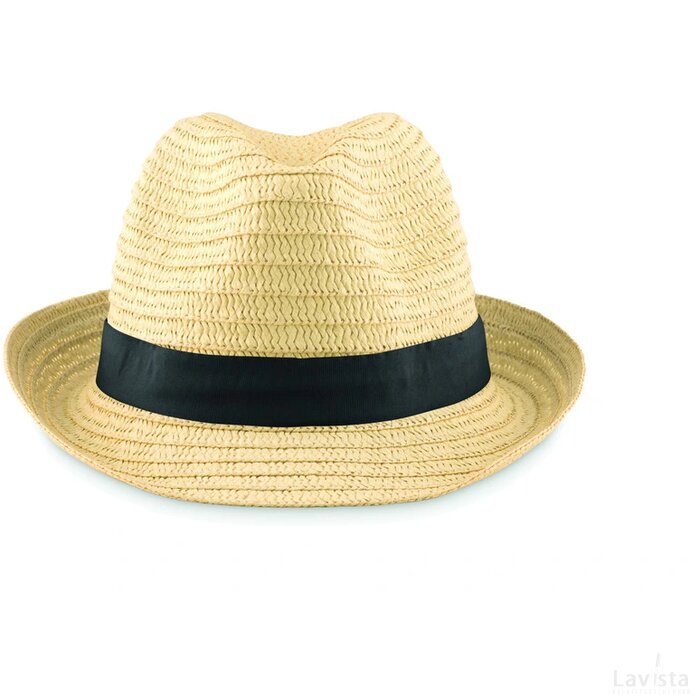 Strohoed naturel Boogie zwart