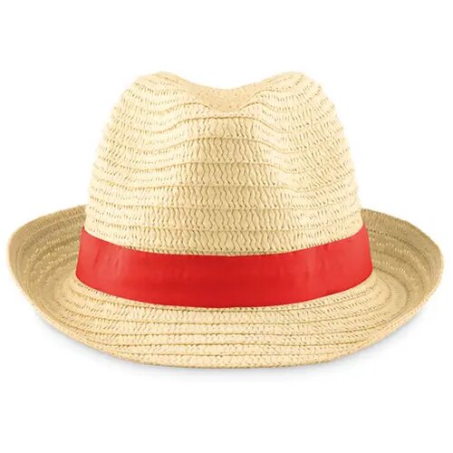 Strohoed naturel Boogie rood
