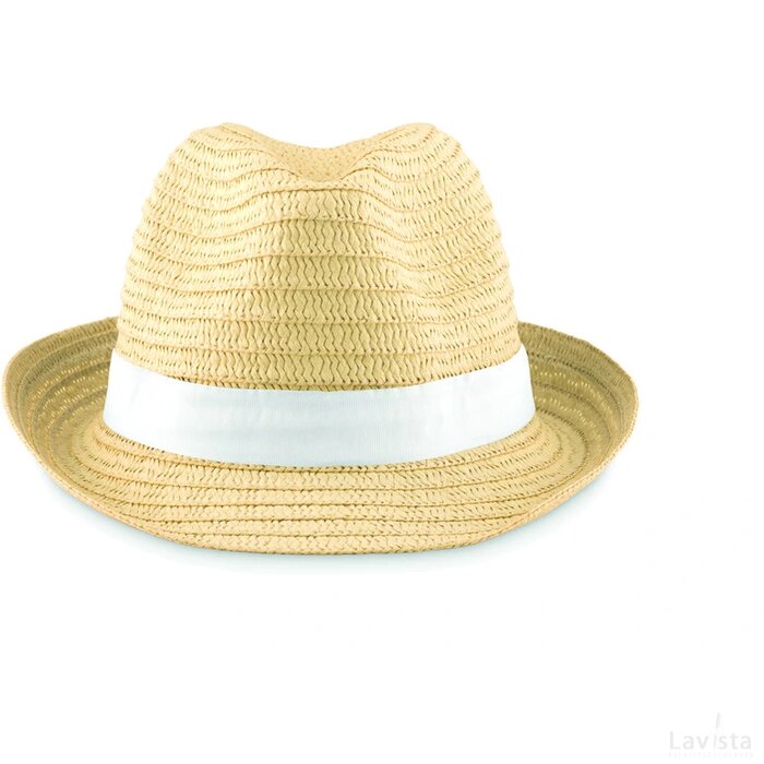 Strohoed naturel Boogie wit