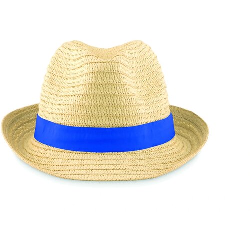 Strohoed naturel Boogie royal blauw