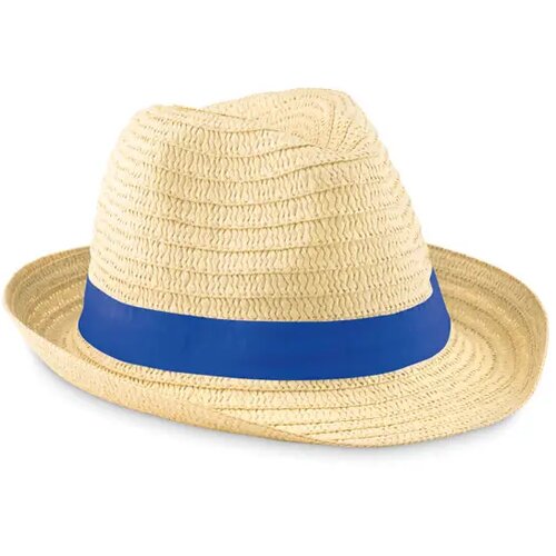 Strohoed naturel Boogie royal blauw