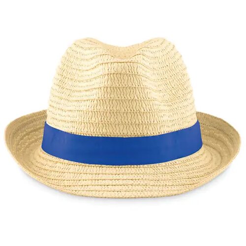 Strohoed naturel Boogie royal blauw