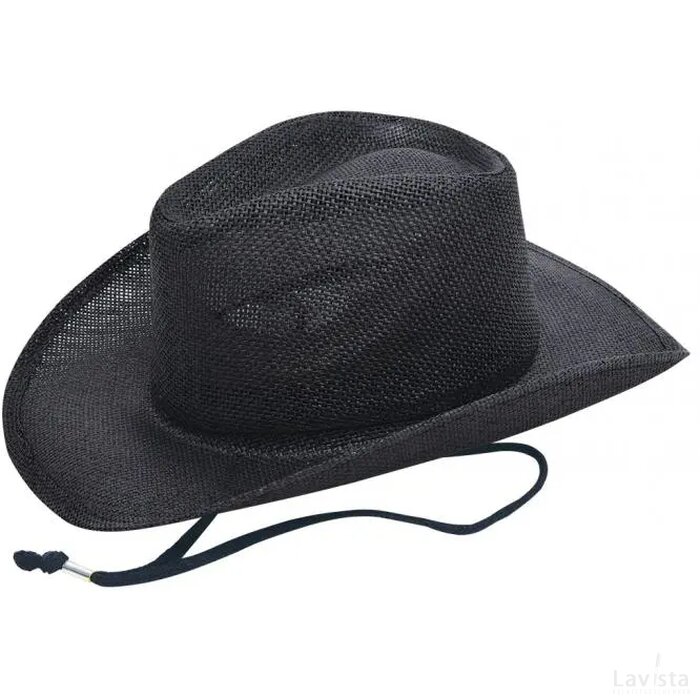 Cowboy Strohoed Met Koord Zwart