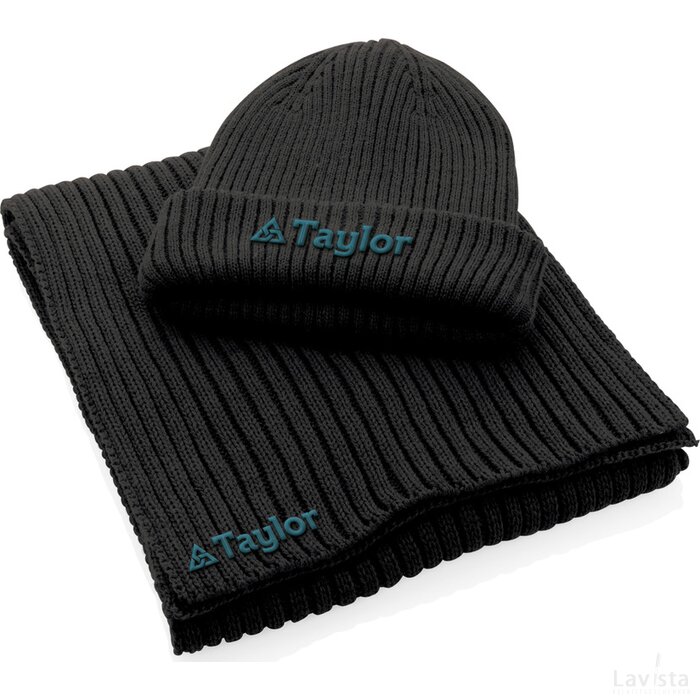 Impact AWARE™ Polylana® gebreide sjaal 180x25cm zwart