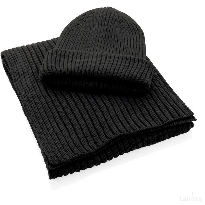 Impact AWARE™ Polylana® gebreide sjaal 180x25cm zwart