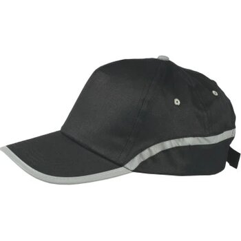 Cap 5 panel met reflecterende band en klittenbandsluiting zwart Cap 5 panel met reflecterende band en klittenbandsluiting zwart