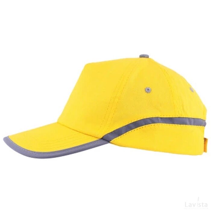 Cap 5 panel met reflecterende band en klittenbandsluiting geel