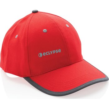 Impact AWARE ™ 6 panel 280gr recycled katoen cap met bies rood Impact AWARE ™ 6 panel 280gr recycled katoen cap met bies rood