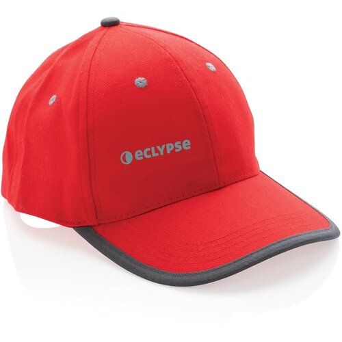 Impact AWARE ™ 6 panel 280gr recycled katoen cap met bies rood