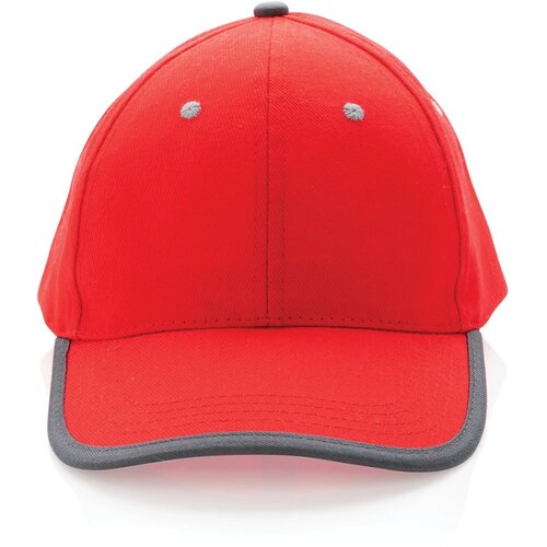 Impact AWARE ™ 6 panel 280gr recycled katoen cap met bies rood