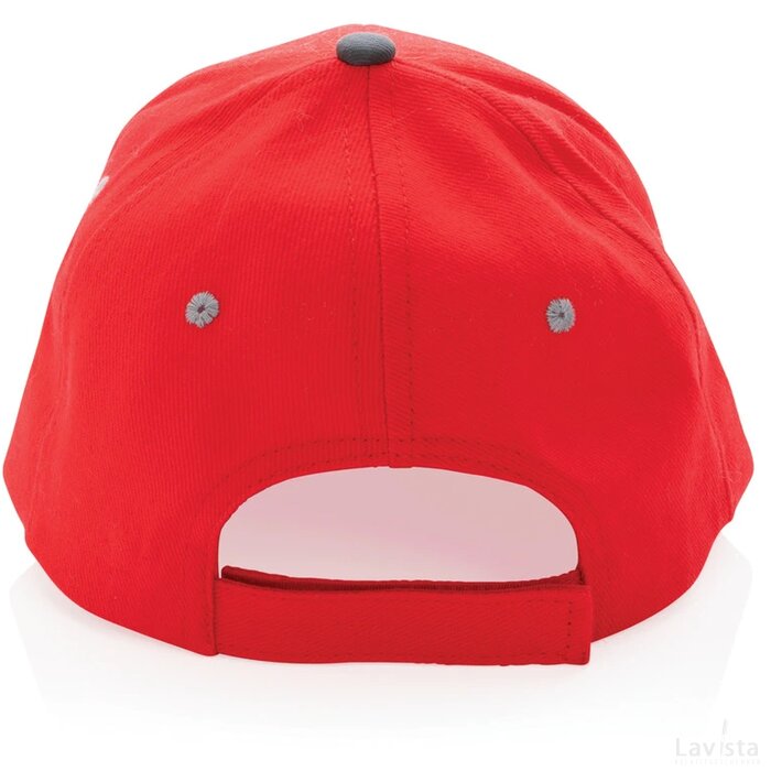 Impact AWARE ™ 6 panel 280gr recycled katoen cap met bies rood