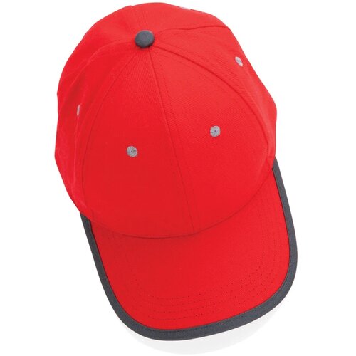 Impact AWARE ™ 6 panel 280gr recycled katoen cap met bies rood