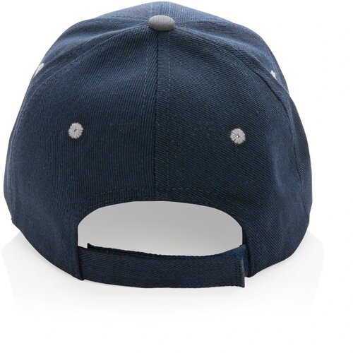 Impact AWARE ™ 6 panel 280gr recycled katoen cap met bies donkerblauw