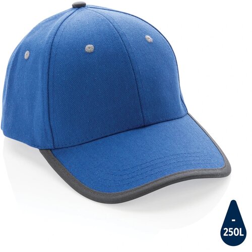 Impact AWARE ™ 6 panel 280gr recycled katoen cap met bies blauw