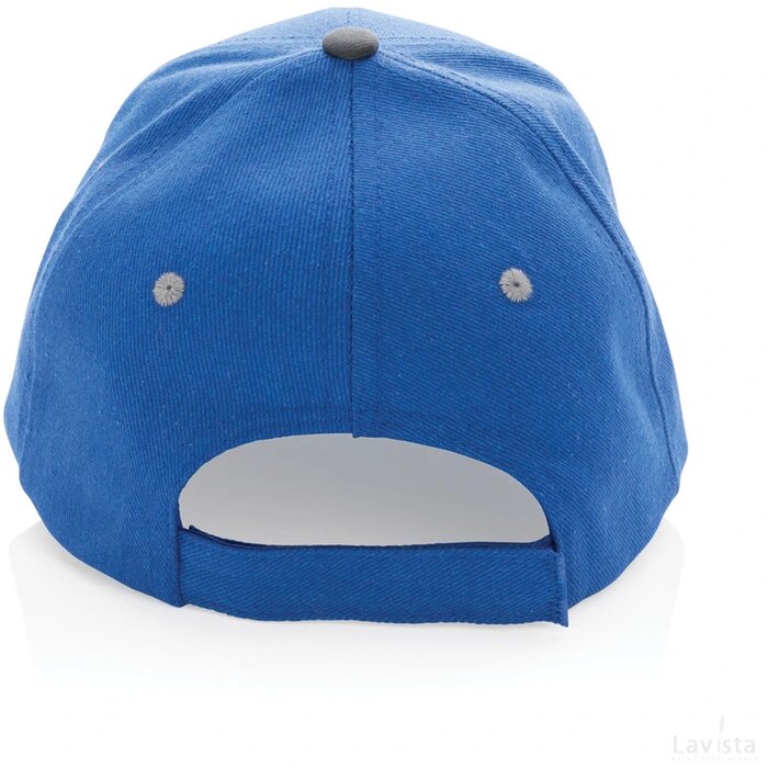Impact AWARE ™ 6 panel 280gr recycled katoen cap met bies blauw