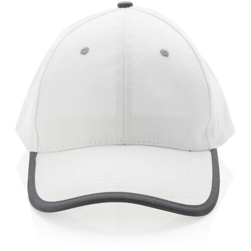 Impact AWARE ™ 6 panel 280gr recycled katoen cap met bies wit
