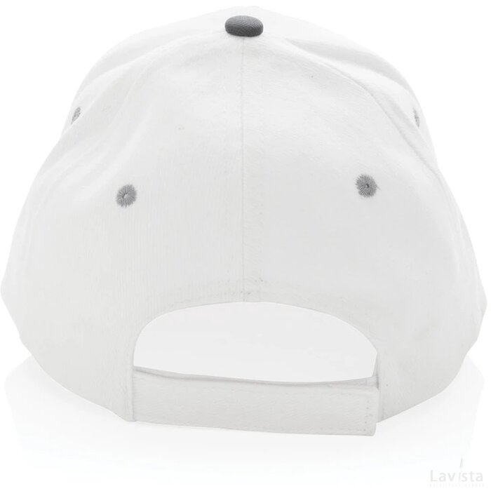 Impact AWARE ™ 6 panel 280gr recycled katoen cap met bies wit