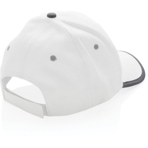 Impact AWARE ™ 6 panel 280gr recycled katoen cap met bies wit