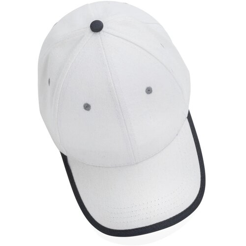 Impact AWARE ™ 6 panel 280gr recycled katoen cap met bies wit