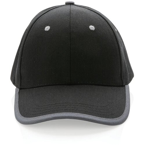 Impact AWARE ™ 6 panel 280gr recycled katoen cap met bies zwart