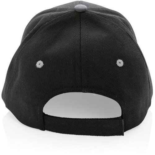 Impact AWARE ™ 6 panel 280gr recycled katoen cap met bies zwart
