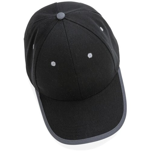 Impact AWARE ™ 6 panel 280gr recycled katoen cap met bies zwart