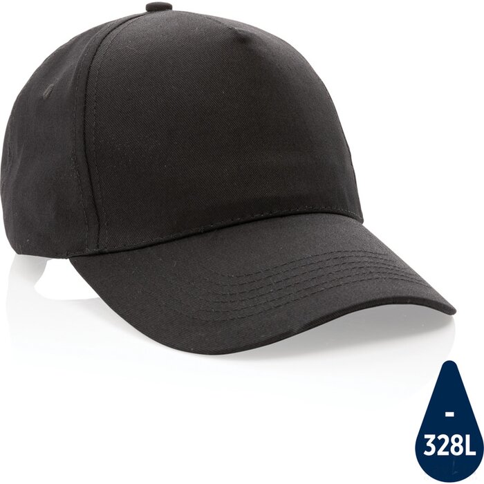 Impact AWARE™ 5 panel 190gr gerecycled katoenen cap zwart