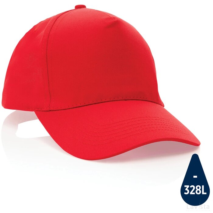 Impact AWARE™ 5 panel 190gr gerecycled katoenen cap rood
