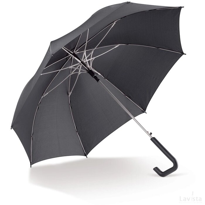 Stokparaplu 23” auto open zwart / grijs