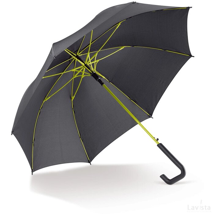 Stokparaplu 23” auto open zwart / lichtgroen