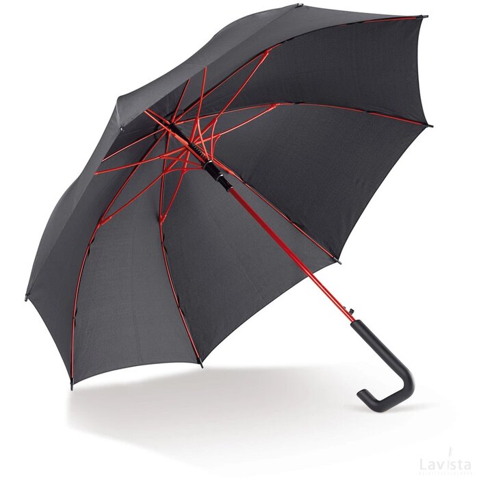 Stokparaplu 23” auto open zwart / rood