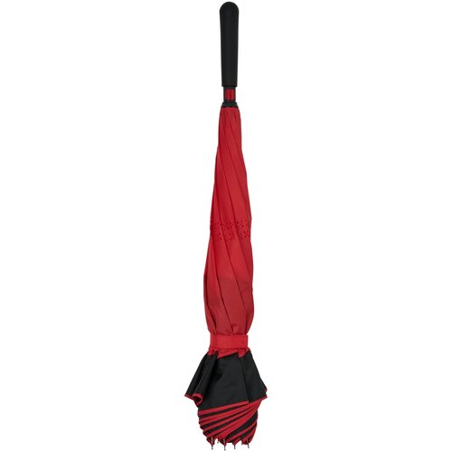 Yoon 23" binnenstebuiten gekeerde rechte paraplu met frisse kleuren Rood Rood, Zwart Rood/Zwart